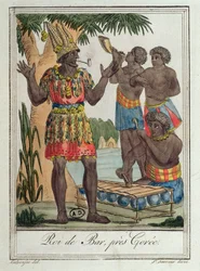 Rey de Bar, cerca de Gorée, Senegal, de Costumes de Différents Pays, 1796